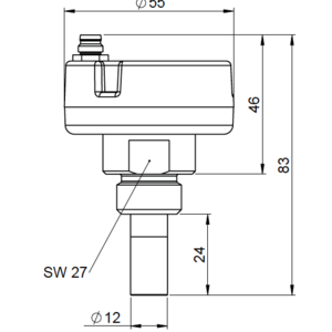 Dimensions of dew point sensor FA 505 from CS INSTRUMENTS