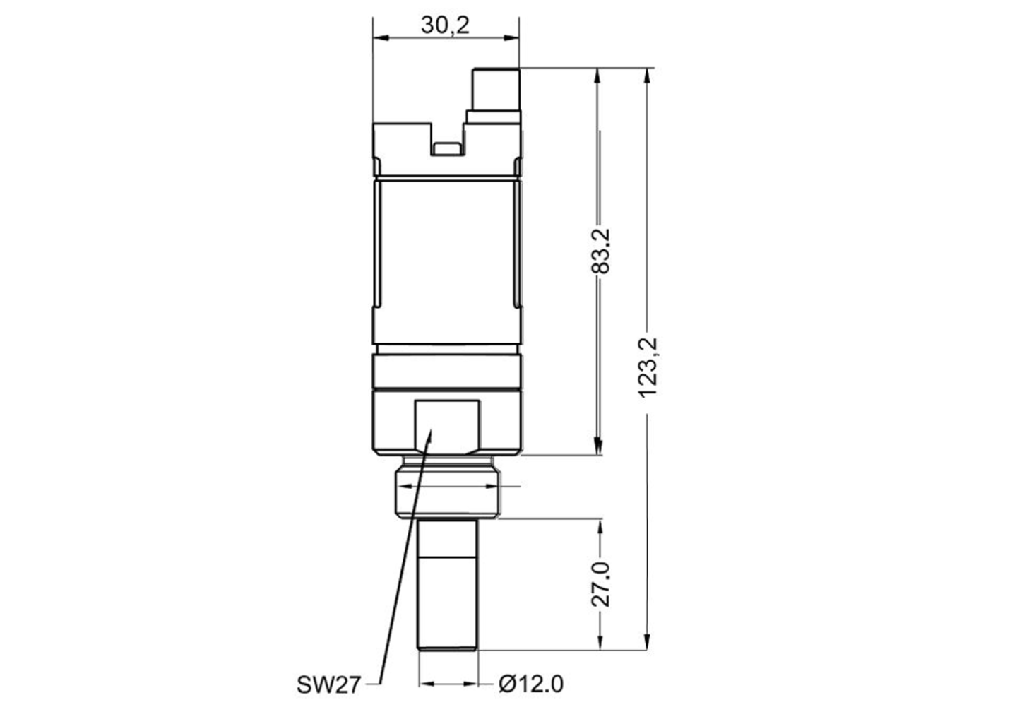 Abmessungen des Ölsensors FO510