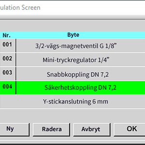 LD 500 Screen: Reservdelslista i utrustningen