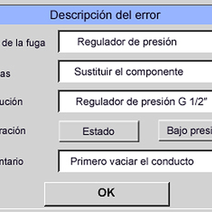 Interfaz de usuario: Vista general de fugas o descripción de errores 