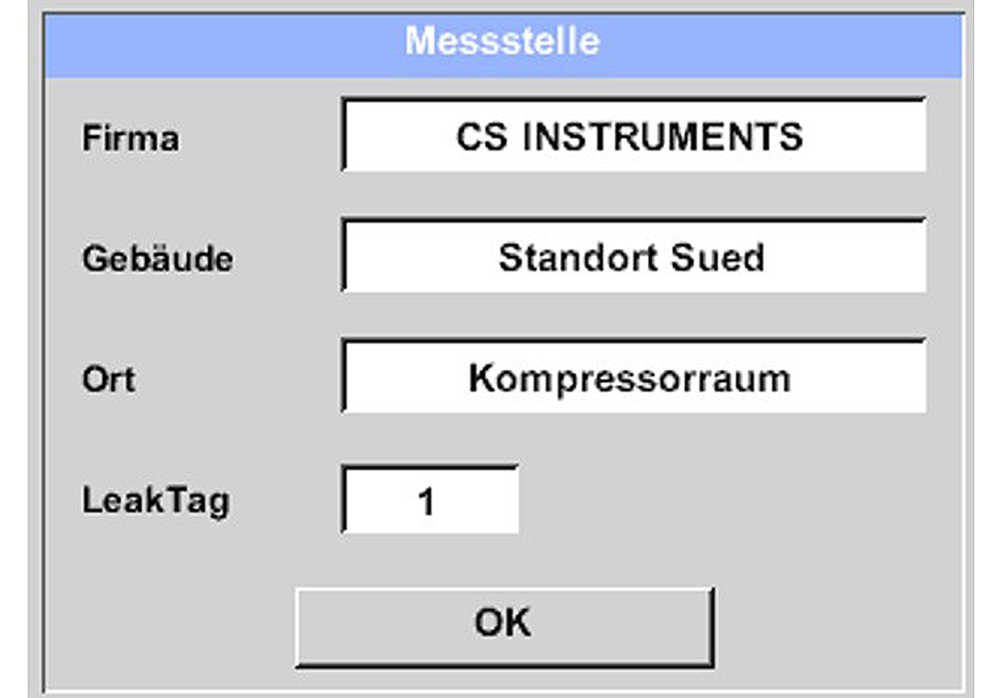 LD 500 / 510 - Display Screen: "Messstelle"