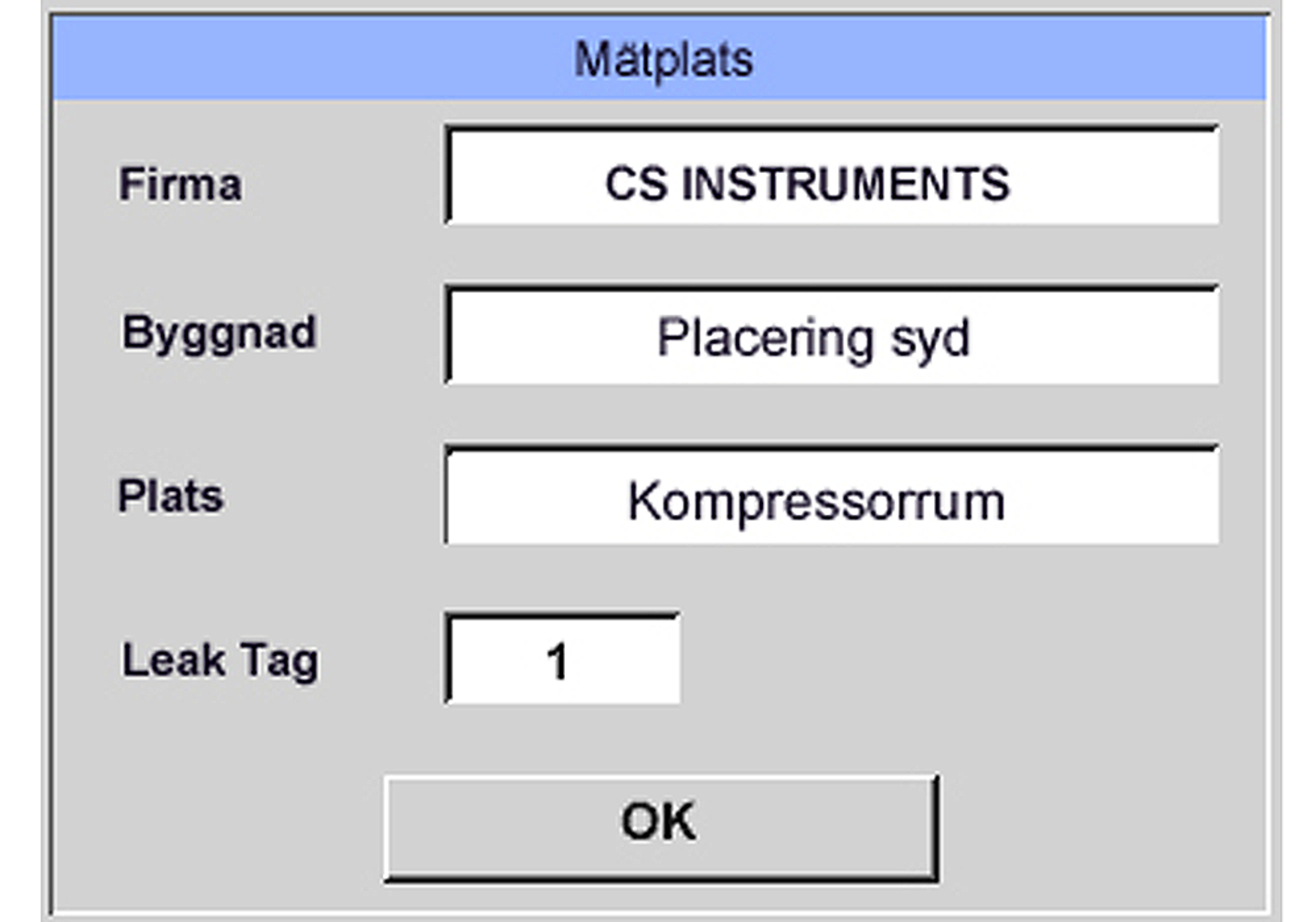 LD 500 / 510 - displayskärm: "Mätpunkt"