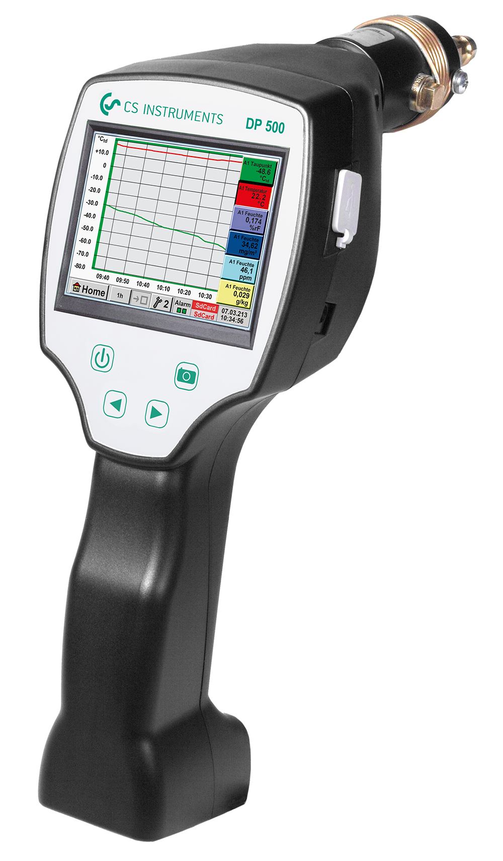 Portable dew point meter DP 500 with integrated data logger