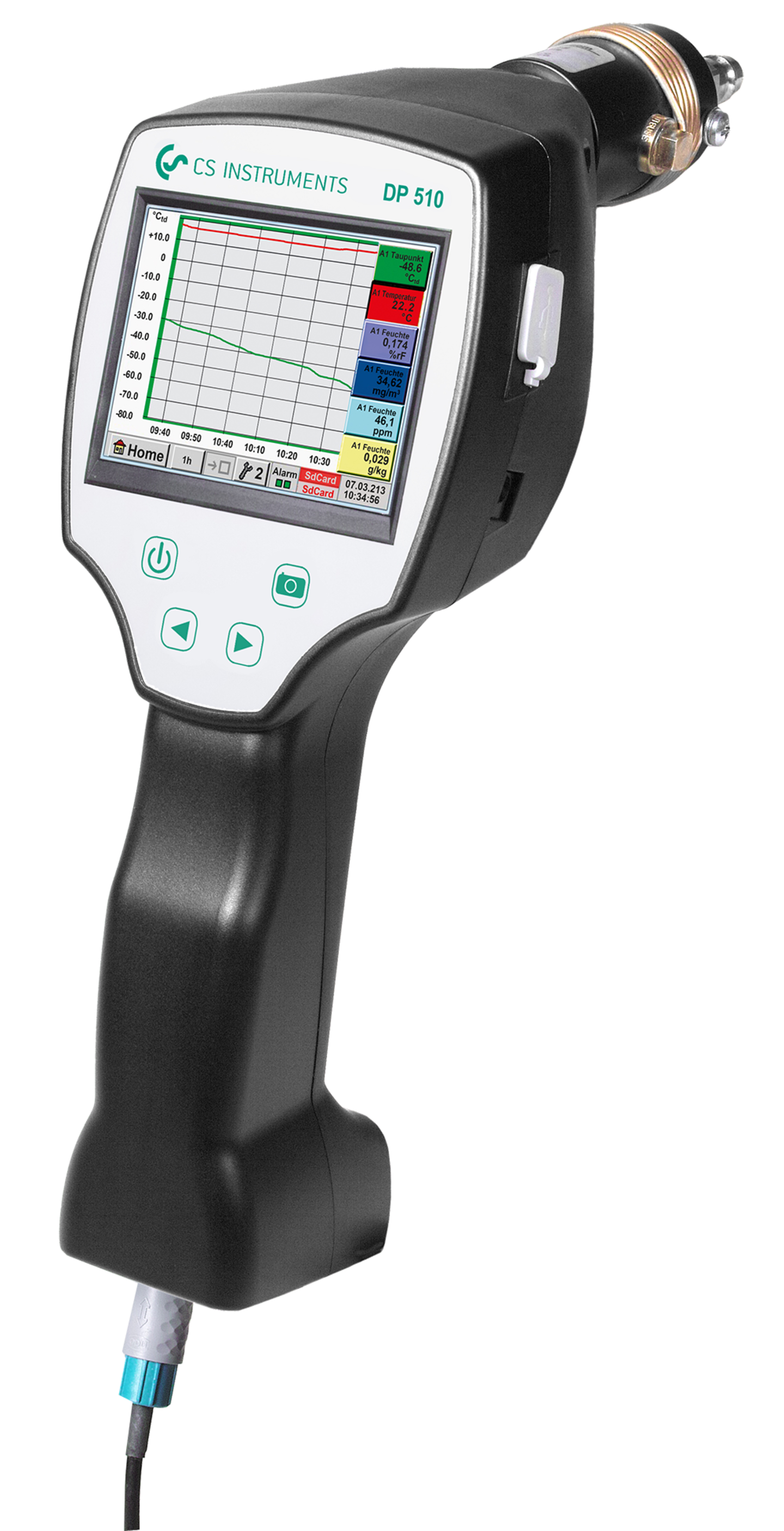 Portable dew point meter DP 510 with third party sensor