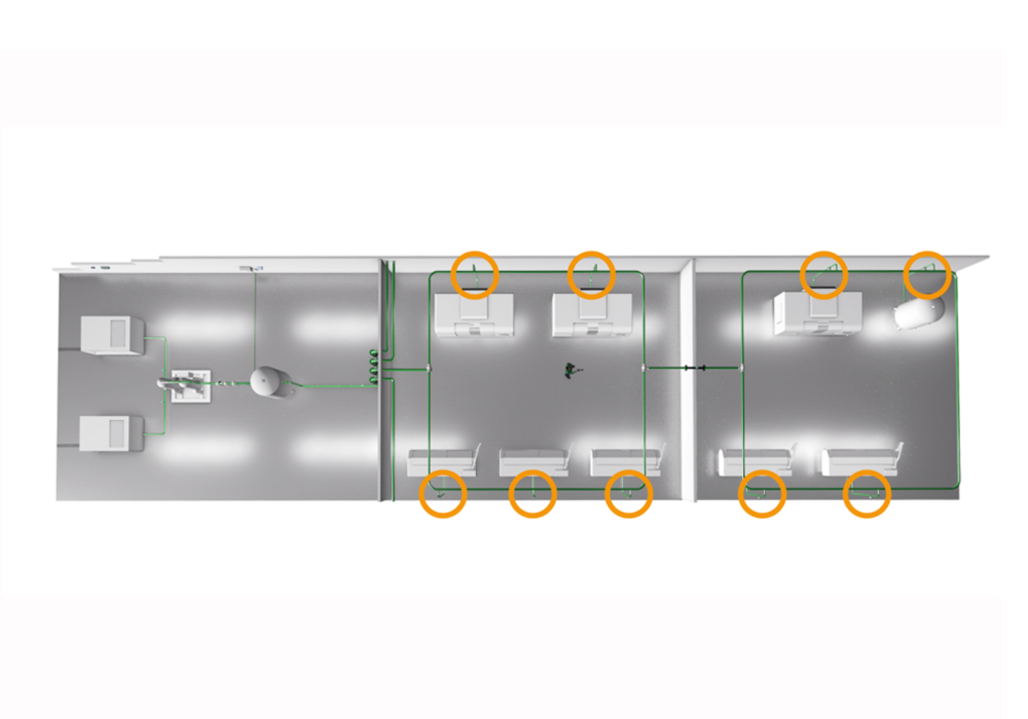 Operating scenario for monitoring individual lines or machines