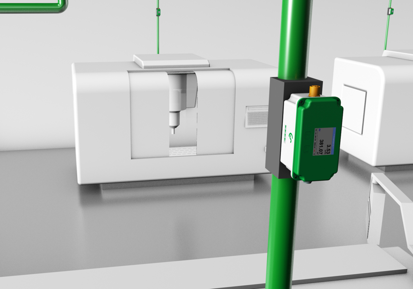 Meetwaarden geregistreerd door de VA 525 Inline Flowsensor