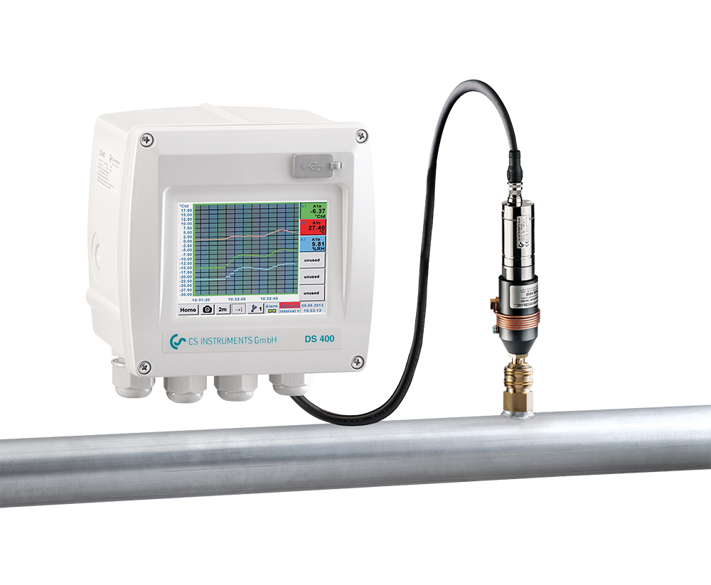 Stationary dew point measurement in compressed air systems with DS 400 - dew point set
