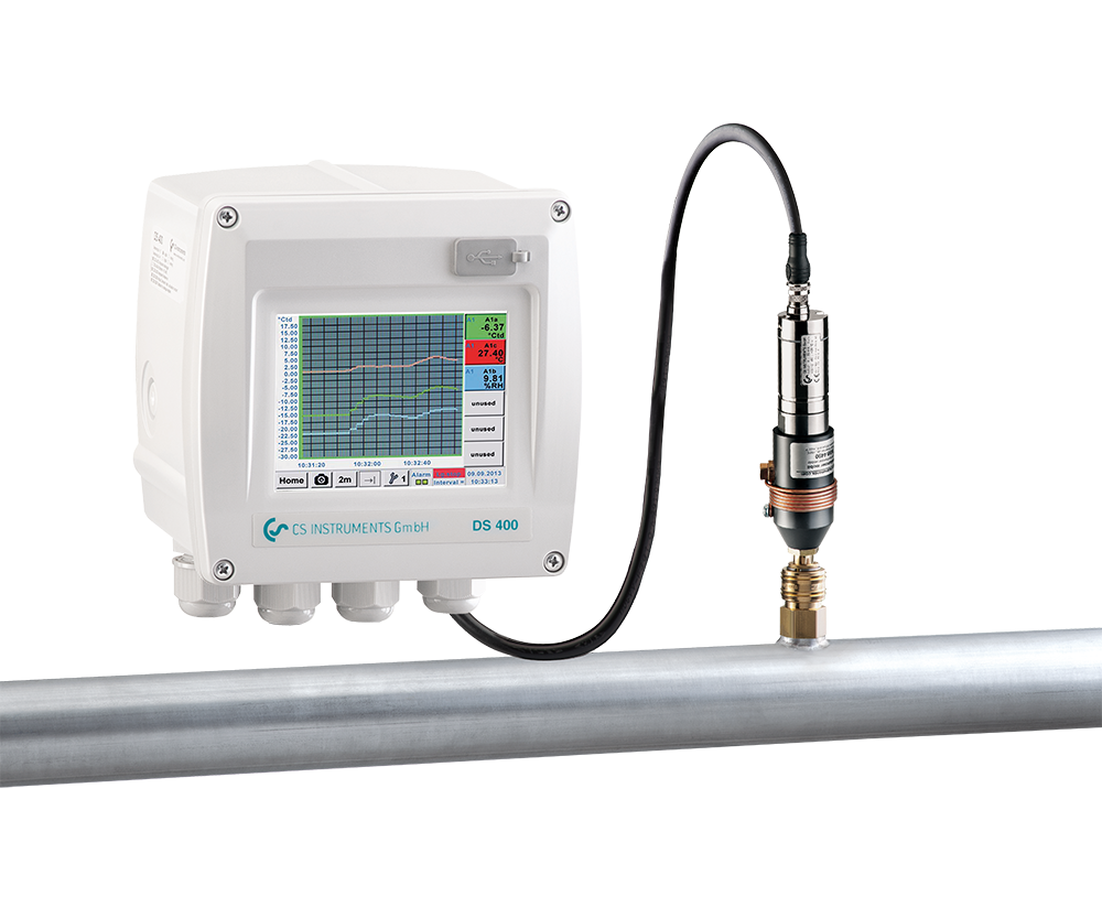 El Set DS 400 se utiliza para la medición de punto de rocío en sistemas de aire comprimido